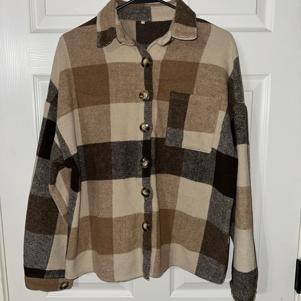 Plaid Button-Up Jacket